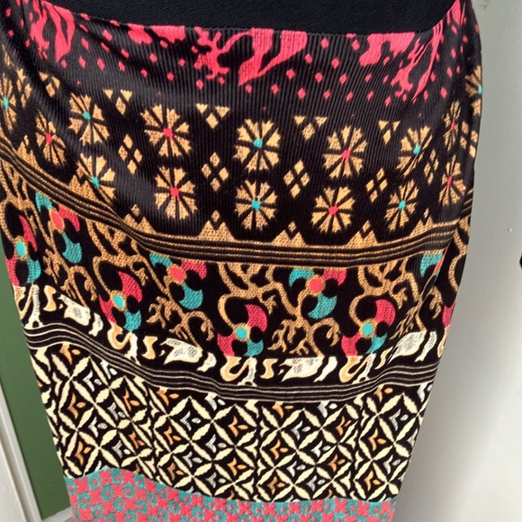 Vintage 60s 70s High Slit Geometric Print Dress - Picture 6 of 11